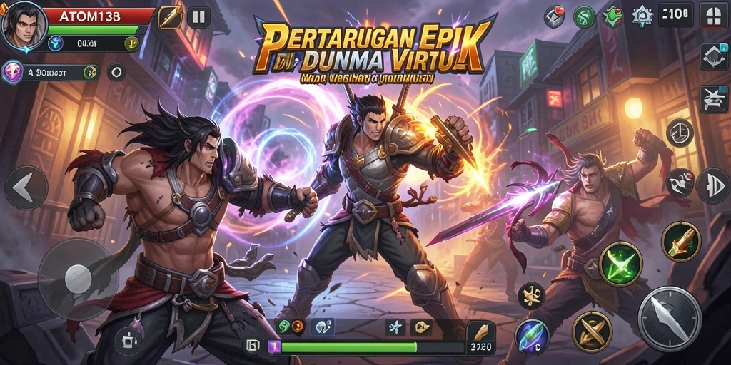 Tangkapan layar pertarungan intens di dalam ATOM138.