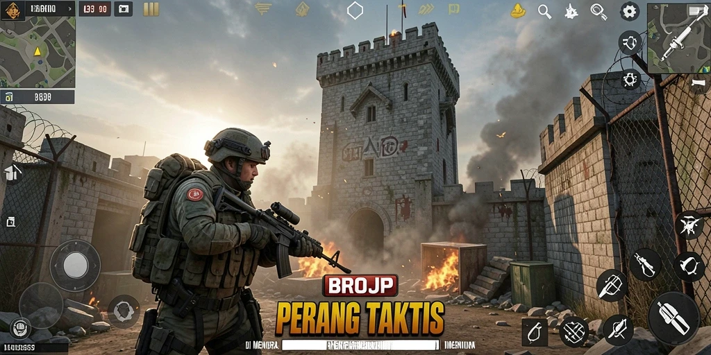 Tampilan gameplay menara pertahanan yang menegangkan dan strategis.