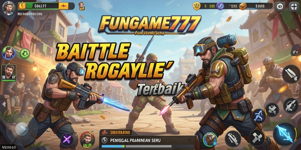 Screenshot FUNGAME777 menunjukkan aksi seru dalam game Battle Royale.