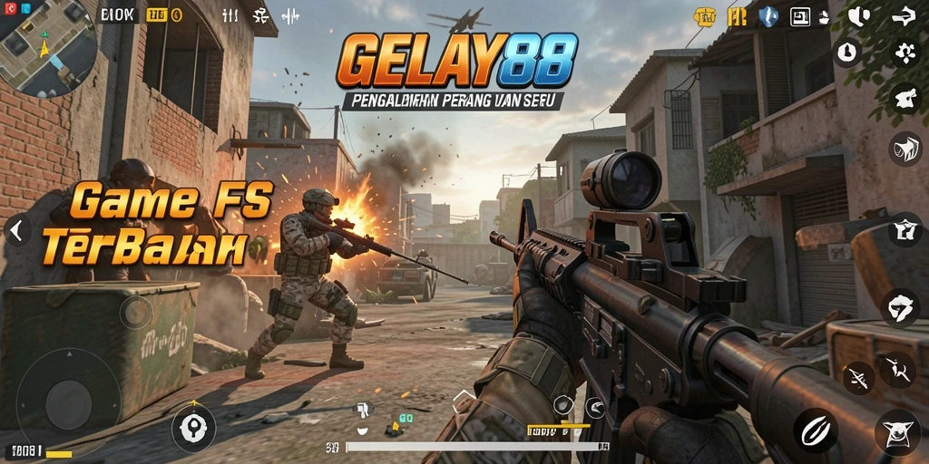 Screenshot menunjukkan gameplay seru dalam pertempuran FPS.