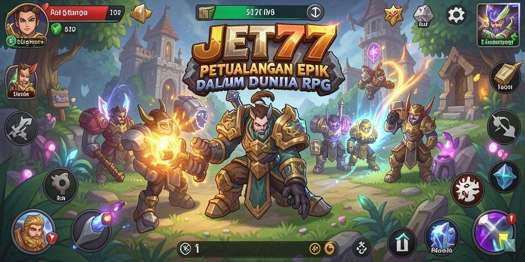 Tampilan gameplay JET77 yang menakjubkan dengan aksi seru dalam petualangan RPG.