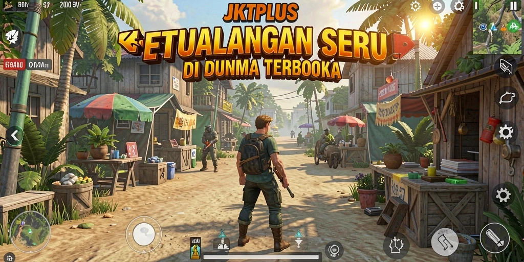 Tampilan gameplay JKTPLUS dengan dunia terbuka yang luas.
