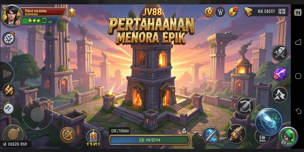 Tampilan gameplay JV88 yang seru dalam Tower Defense.