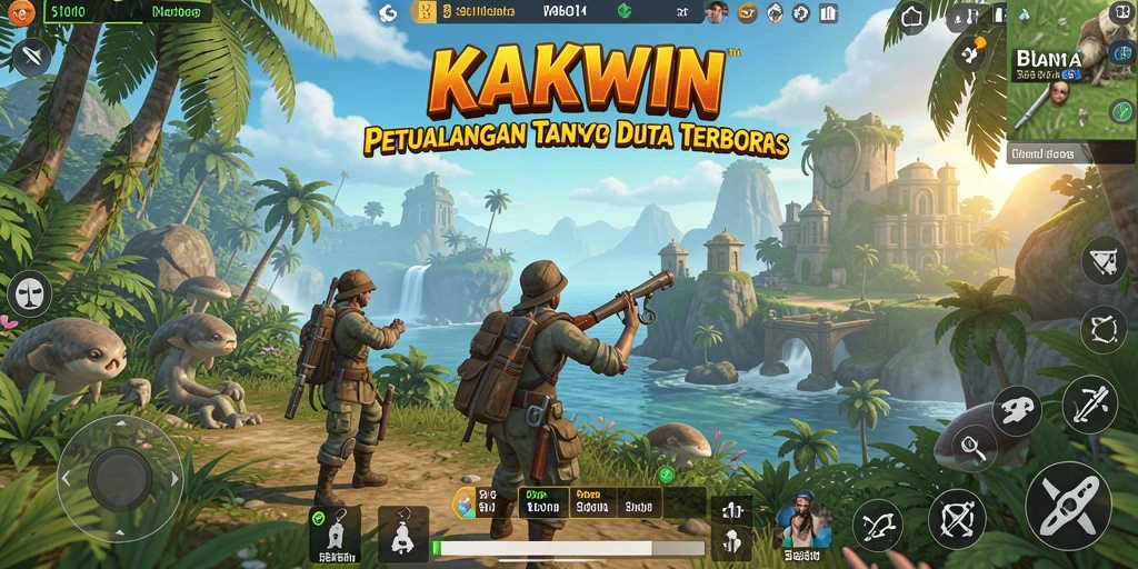 Tangkapan layar gameplay KAKWIN menampilkan petualangan seru di dunia terbuka.