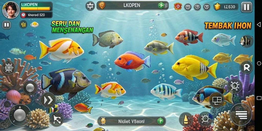 Tampilan gameplay LKOPEN dengan pengalaman Tembak Ikan yang seru.