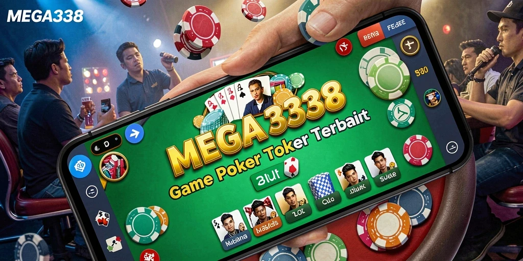 Tangkapan layar utama MEGA338 menunjukkan gameplay poker yang mendebarkan.