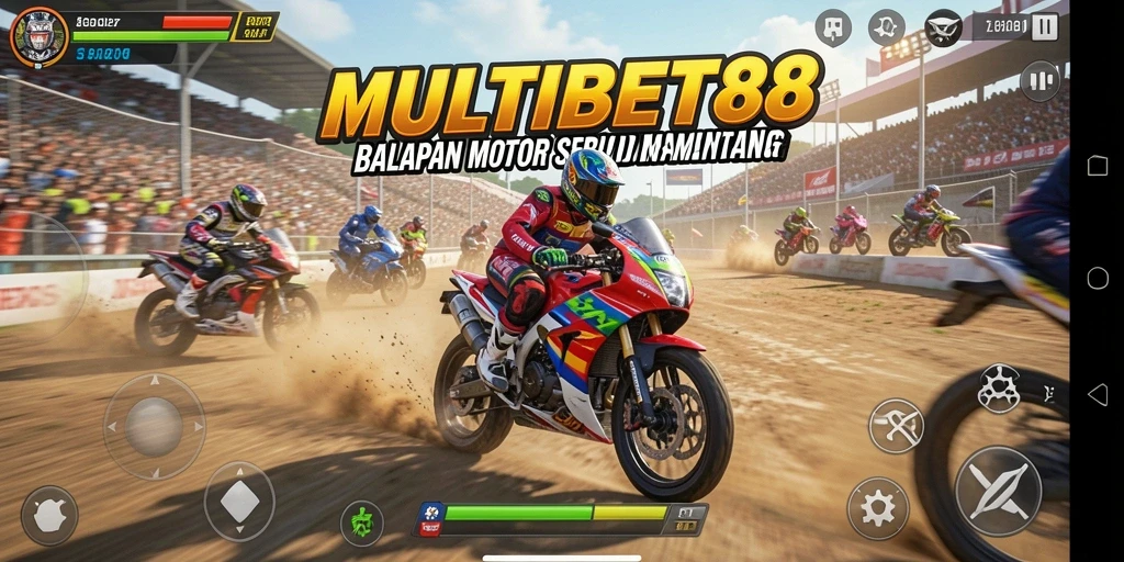 Gameplay mendebarkan di MULTIBET88 dengan balapan motor yang intens.