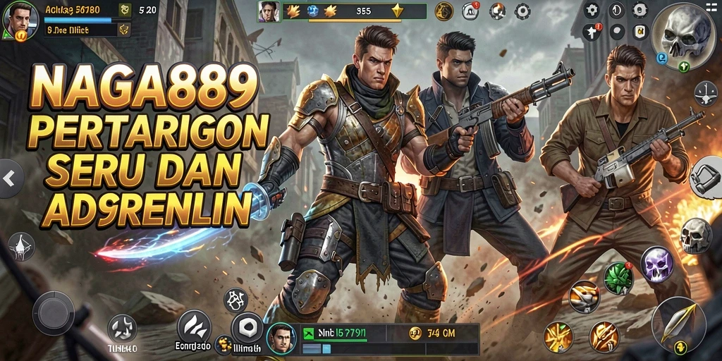 Screenshot NAGA889 menampilkan pertarungan seru dengan karakter berbeda.