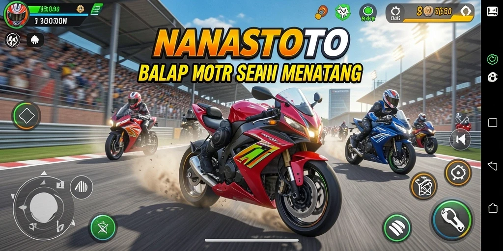 Gameplay seru NANASTOTO di jalur balap yang menegangkan.