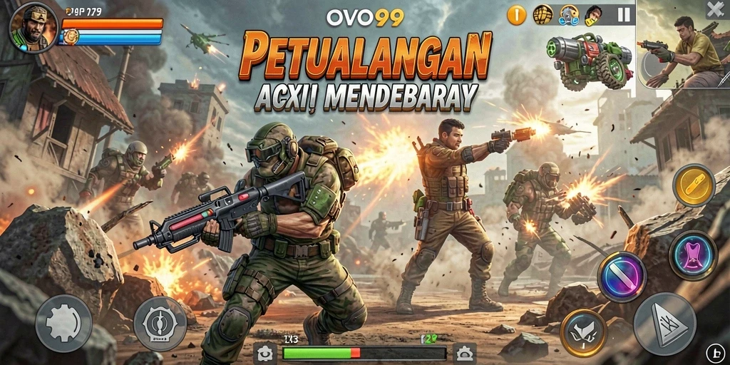 Tampilan aksi mendebarkan dalam gameplay OVO99.