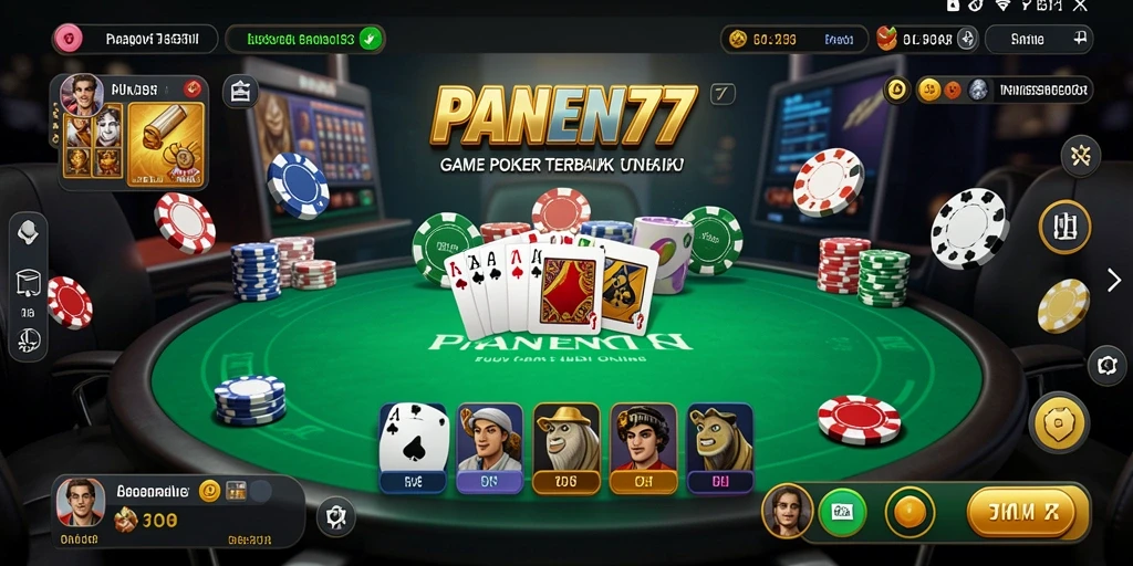 Tangkapan layar utama dari PANEN77 menampilkan momen seru saat bermain Poker online.