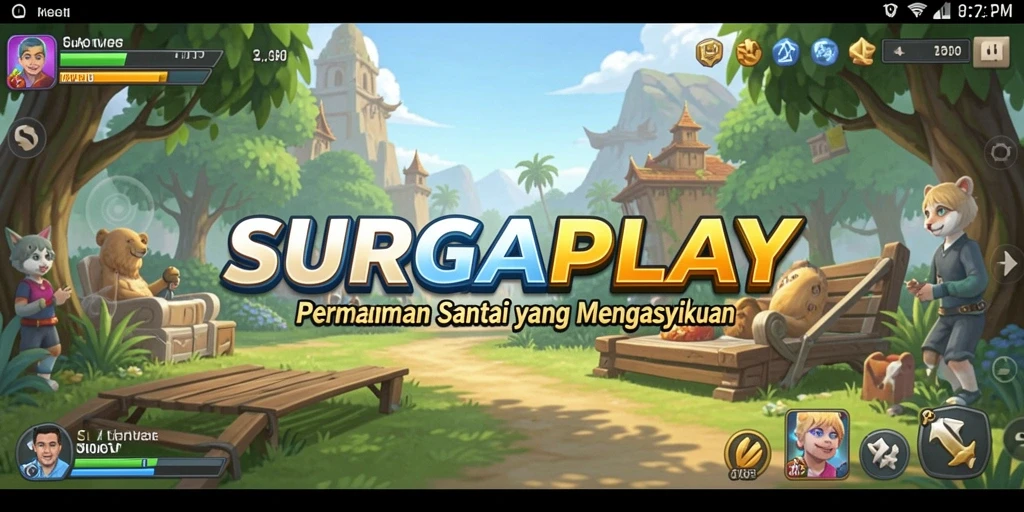 Tampilan gameplay SURGAPLAY yang cerah dan menggugah semangat.