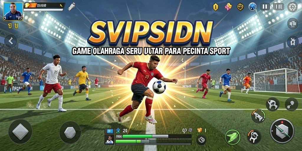 Screenshot menunjukkan pemain beraksi dalam permainan olahraga yang seru.