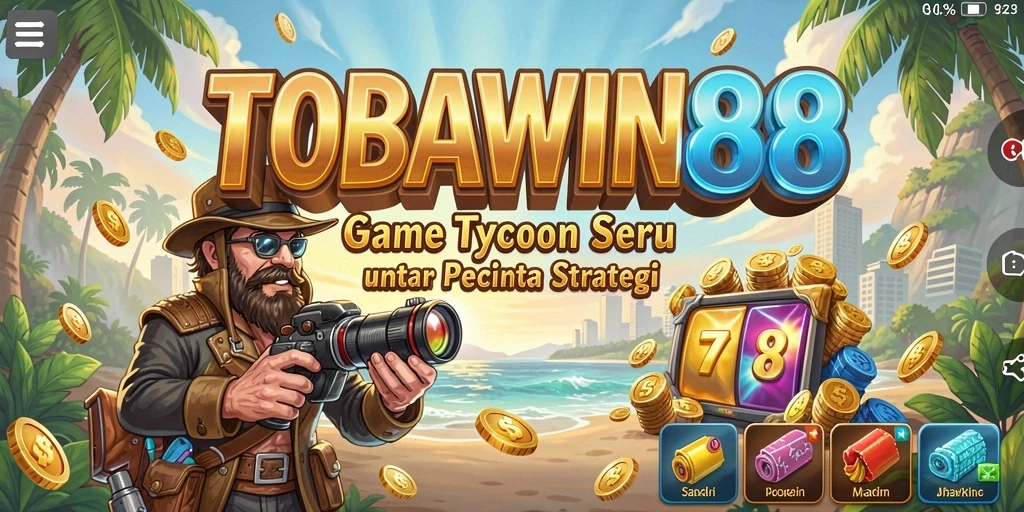Screenshot gameplay TOBAWIN88 menampilkan manajemen bisnis yang seru.