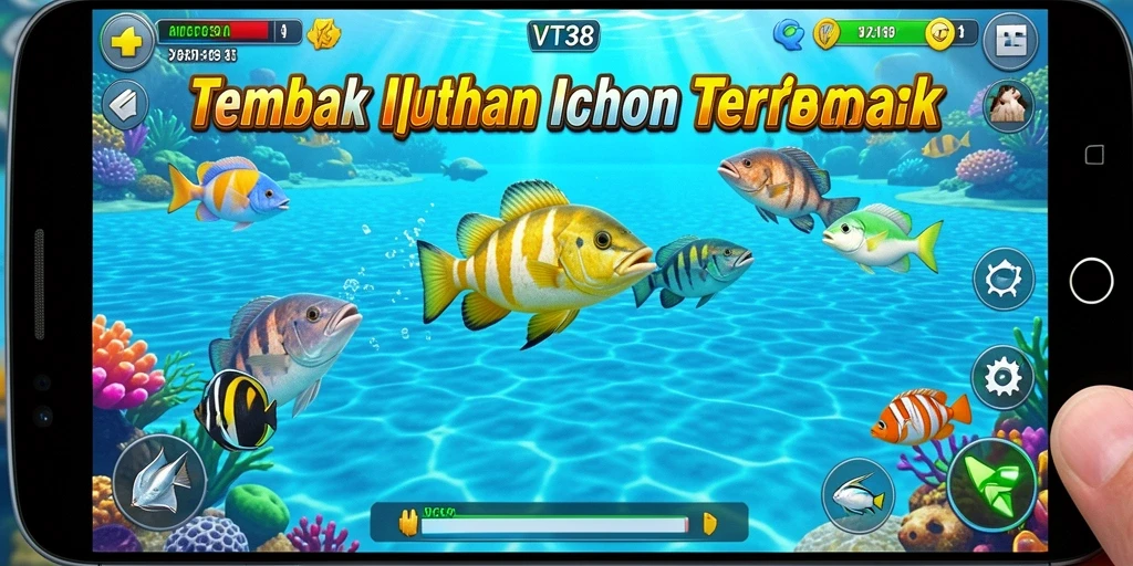 Tampilan gameplay seru Tembak Ikan di VT38 yang menggugah semangat.