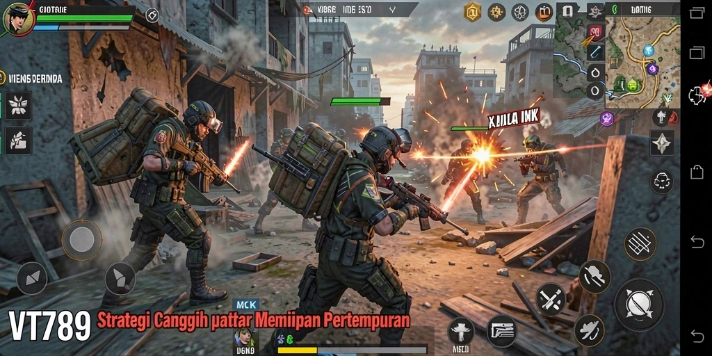 Gameplay menegangkan dalam pertempuran strategi yang intens.