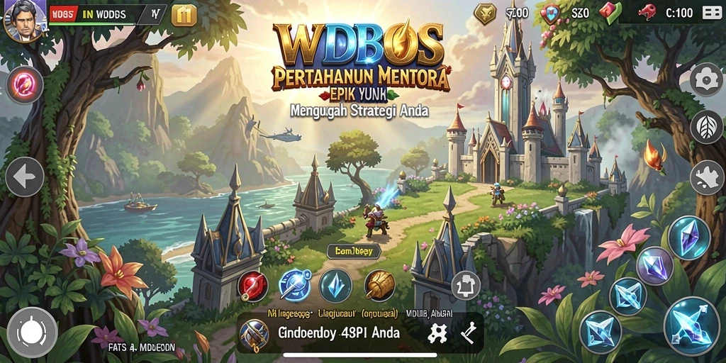 Tangkapan layar WDBOS menampilkan aksi pertahanan menara yang mendebarkan.